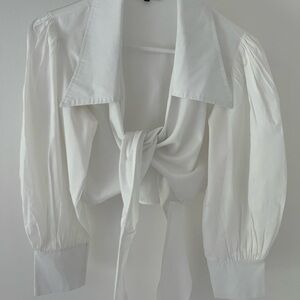 Elegant White Tie-Front Blouse